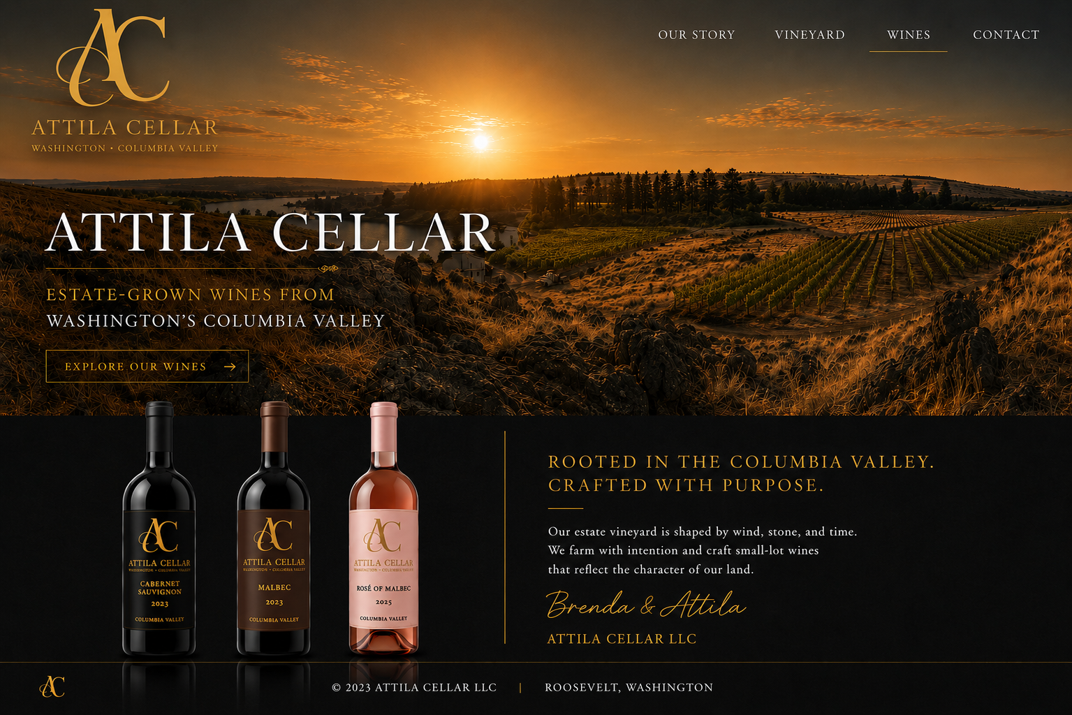 Attila Cellar estate winery in Roosevelt, Washington